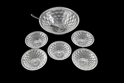 Lot 586 - A LARGE CRYSTAL DESSERT BOWL, together with...