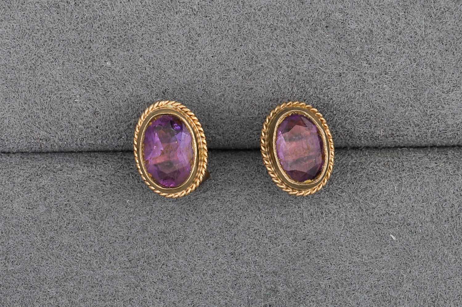 Lot 20 - THREE PAIRS OF STUD EARRINGS, mounted in gold,...