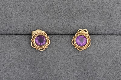 Lot 20 - THREE PAIRS OF STUD EARRINGS, mounted in gold,...