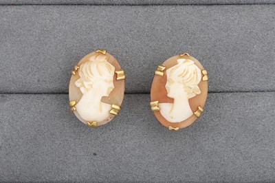 Lot 28 - A PAIR OF SHELL CAMEO EARRINGS, in 9ct gold...