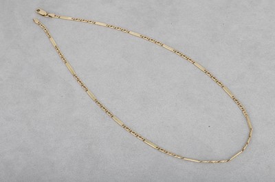 Lot 29 - A 9CT GOLD FANCY LINK NECKLACE, 9.8 g.