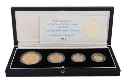 Lot 374 - A 1989 UK 4 GOLD COIN COLLECTION, with £5, £2,...