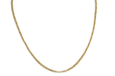 Lot 339 - A 14CT GOLD BYZANTINE NECK CHAIN, 13 g.