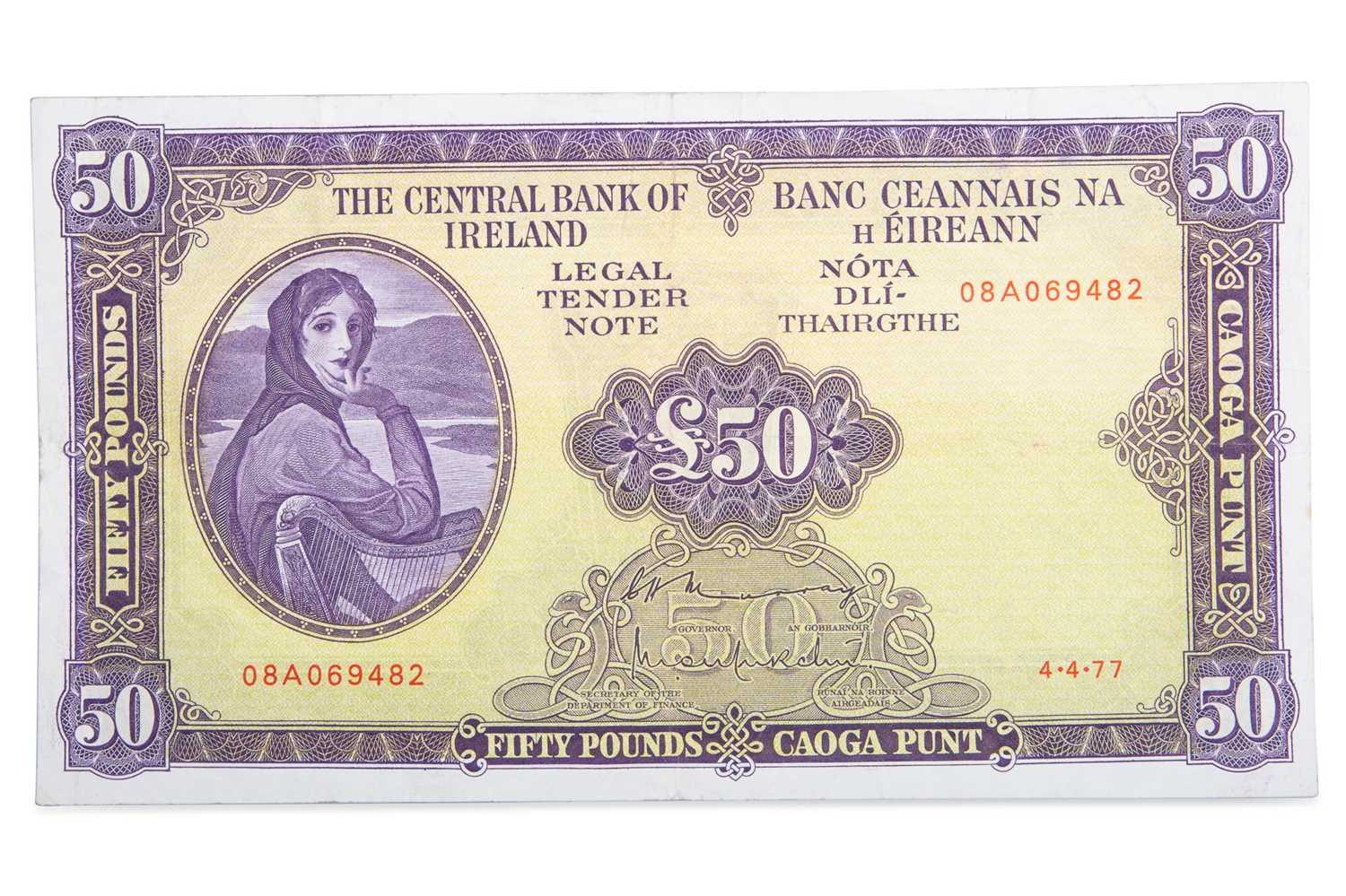Lot 462 - A £50 LADY LAVERY IRISH BANKNOTE, serial...