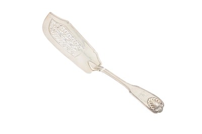 Lot 588 - A WILLIAM IV SILVER SHELL FIDDLE PATTERNED...
