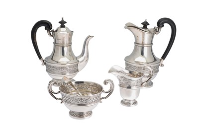 Lot 23 - A PRE-WAR FOUR PIECE IRISH SILVER COFFEE...