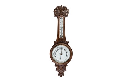 Lot 590 - AN EDWARDIAN ANEROID BAROMETER, and...