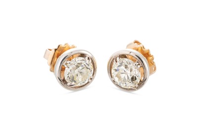 Lot 313 - A PAIR OF ANTIQUE DIAMOND STUD EARRINGS, the...