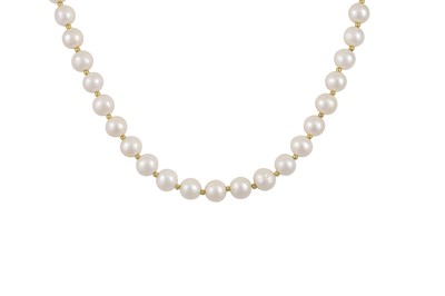 Lot 52 - A CULTURED PEARL NECKLACE, with 18ct gold...