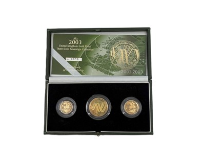 Lot 387 - A 2003 DNA GOLD PROOF SOVEREIGN THREE COIN SET,...