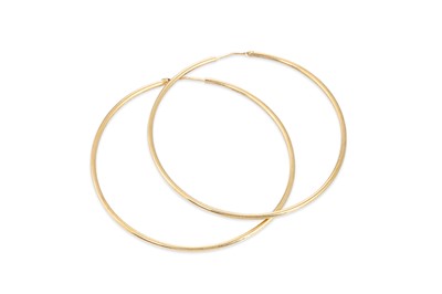 Lot 283 - A PAIR OF 18CT YELLOW GOLD HOOP EARRINGS, of...