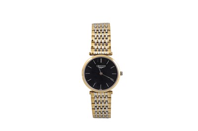 Lot 462 - A LONGINES CLASSIC WRIST WATCH, black face,...