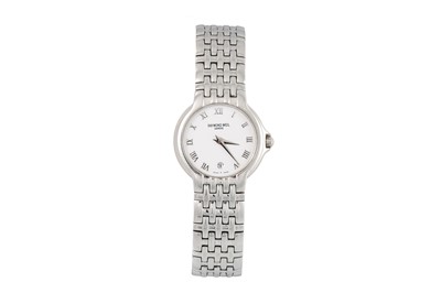 Lot 464 - A LADY'S MIDI RAYMOND WEIL WRIST WATCH, white...