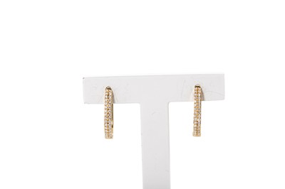 Lot 63 - A PAIR OF DIAMOND HOOP EARRINGS, pavé set with...