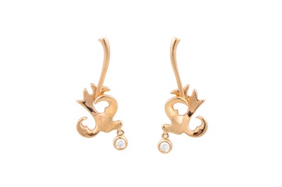 Lot 359 - A PAIR OF BOODLES 'LOVE BIRD' EARRINGS, in...