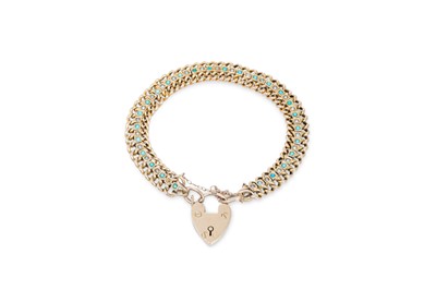 Lot 142 - AN ANTIQUE TURQUOISE AND PEARL BRACELET,...