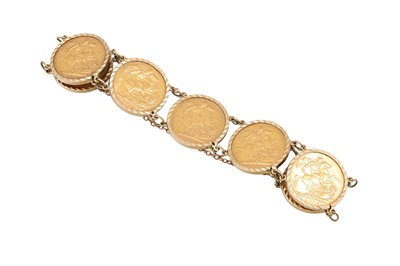 Lot 406 - A BRACELET SET WITH SEVEN GOLD VICTORIAN...