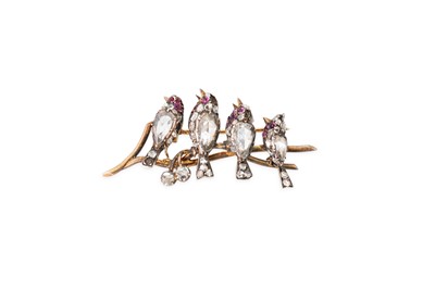 Lot 71 - AN ANTIQUE NOVELTY DIAMOND AND RUBY SET BROOCH,...