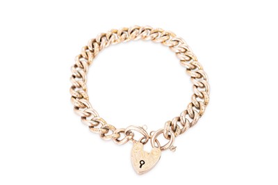 Lot 93 - AN ANTIQUE 9CT GOLD CURB LINK BRACELET,...