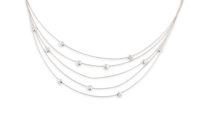 Lot 91 - A CONTEMPORARY FIVE STRANDED WHITE GOLD...