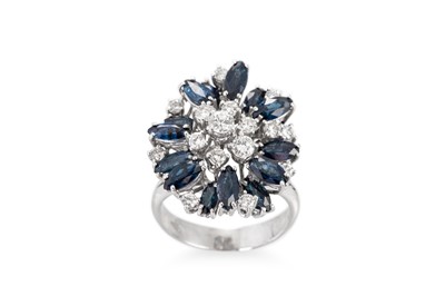 Lot 80 - A SAPPHIRE AND DIAMOND BALLERINA STYLE CLUSTER...