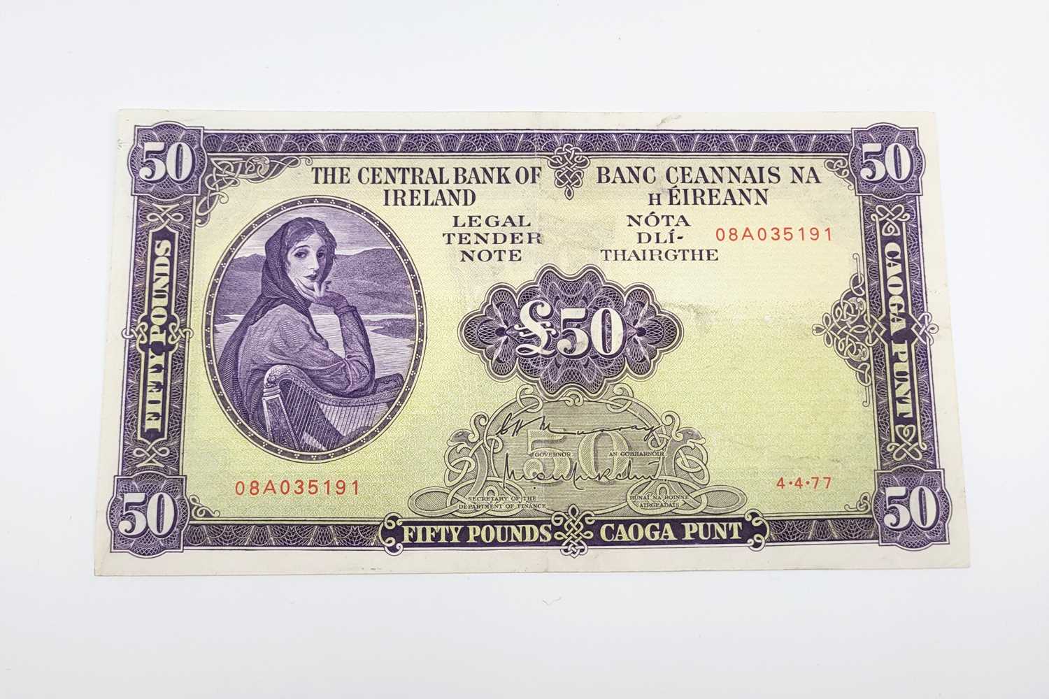 Lot 476 - A 1977 £50 LAVERY IRISH BANKNOTE, 4.4.77...