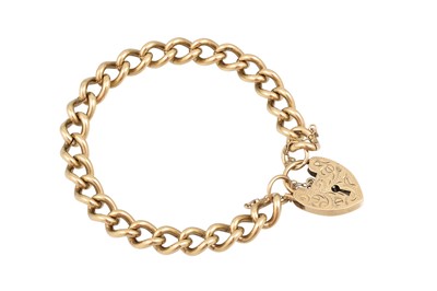 Lot 427 - A 9CT YELLOW GOLD HEAVY CURB LINK BRACELET,...