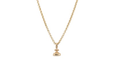 Lot 199 - A 9CT GOLD BELCHER LINK CHAIN, suspending a...