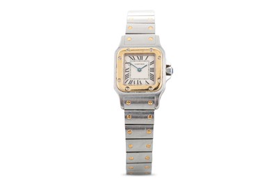 Lot 395 - A LADY'S CARTIER SANTOS TWO-TONE WRISTWATCH,...