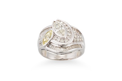 Lot 172 - A DIAMOND CLUSTER RING, the marquise cut...