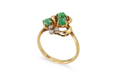 Lot 2 - A DIAMOND AND GEM SET RING, of abstract form...