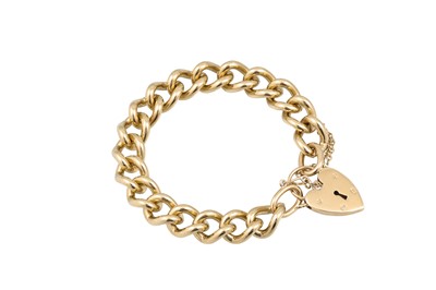 Lot 212 - A 9CT GOLD CURB LINK BRACELET, solid links,...