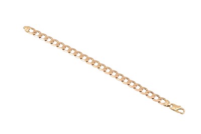 Lot 218 - A 9CT GOLD BRACELET, flat curb links, 18.8 g