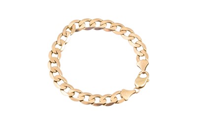 Lot 220 - A 9CT GOLD GENT'S BRACELET, flat curb links,...