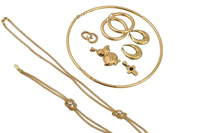 Lot 224 - A LOT OF 18CT GOLD JEWELLERY, EARRINGS, CHAINS,...
