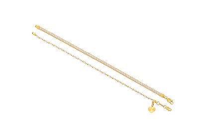 Lot 232 - TWO 22CT GOLD BRACELETS, bright cut links, 9.1 g