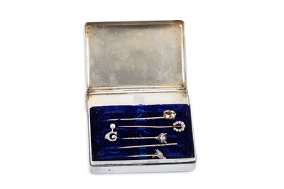 Lot 173 - A COLLECTION OF ANTIQUE DIAMOND SET STOCK PINS,...