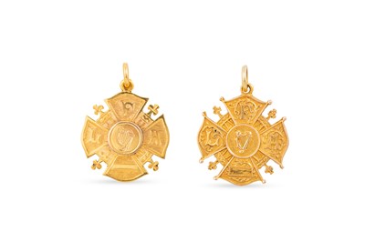 Lot 517 - TWO 9CT GOLD L.F.A. LEINSTER FOOTBALL...