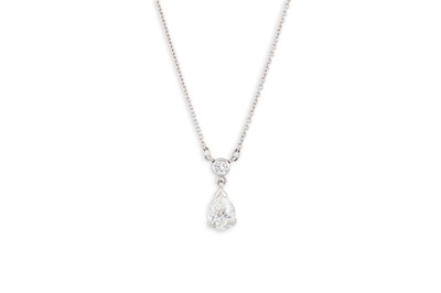 Lot 245 - A DIAMOND PENDANT, the pear shaped diamond...