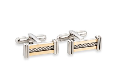 Lot 81 - A MODERN PAIR OF B'JOY BI-METAL CUFF LINKS, boxed