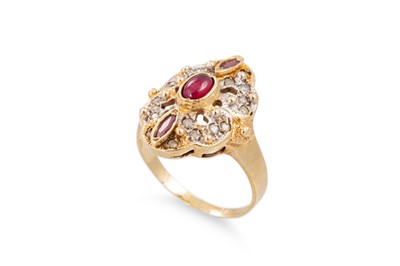 Lot 4 - A RUBY AND DIAMOND DRESS RING, mounted in 14ct...