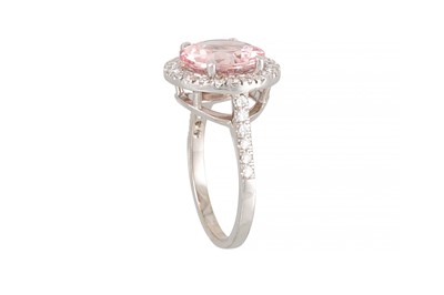 Lot 349 - A DIAMOND AND MORGANITE CLUSTER RING, the...