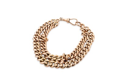 Lot 303 - A 9CT ROSE GOLD BRACELET, formed from a...
