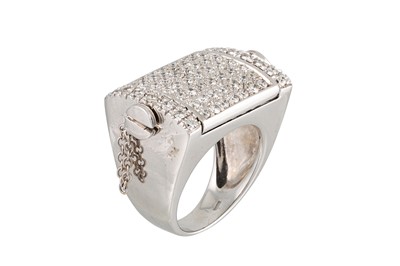 Lot 382 - A BLACK AND WHITE DIAMOND DRESS RING, pave set...