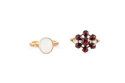 Lot 280 - TWO VINTAGE RINGS, both 9ct gold, one set with...