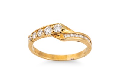 Lot 277 - A DIAMOND SET BAND RING, the round brilliant...