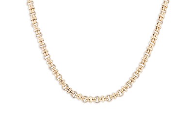 Lot 319 - A 9CT YELLOW GOLD FANCY LINK NECKLACE, ca 26"...