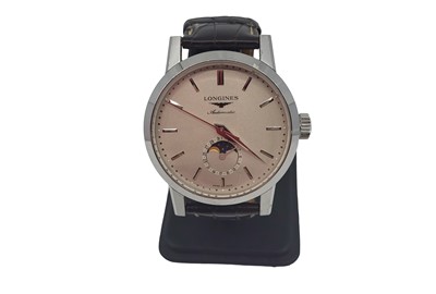 Lot 453 - A GENT'S STAINLESS STEEL LONGINES AUTOMATIC...
