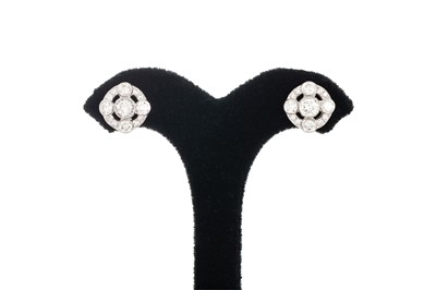 Lot 399 - A PAIR OF VINTAGE DIAMOND CLUSTER EARRINGS,...