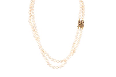 Lot 246 - A 1980'S TWO ROW BEADED NECKLACE, with 9ct...